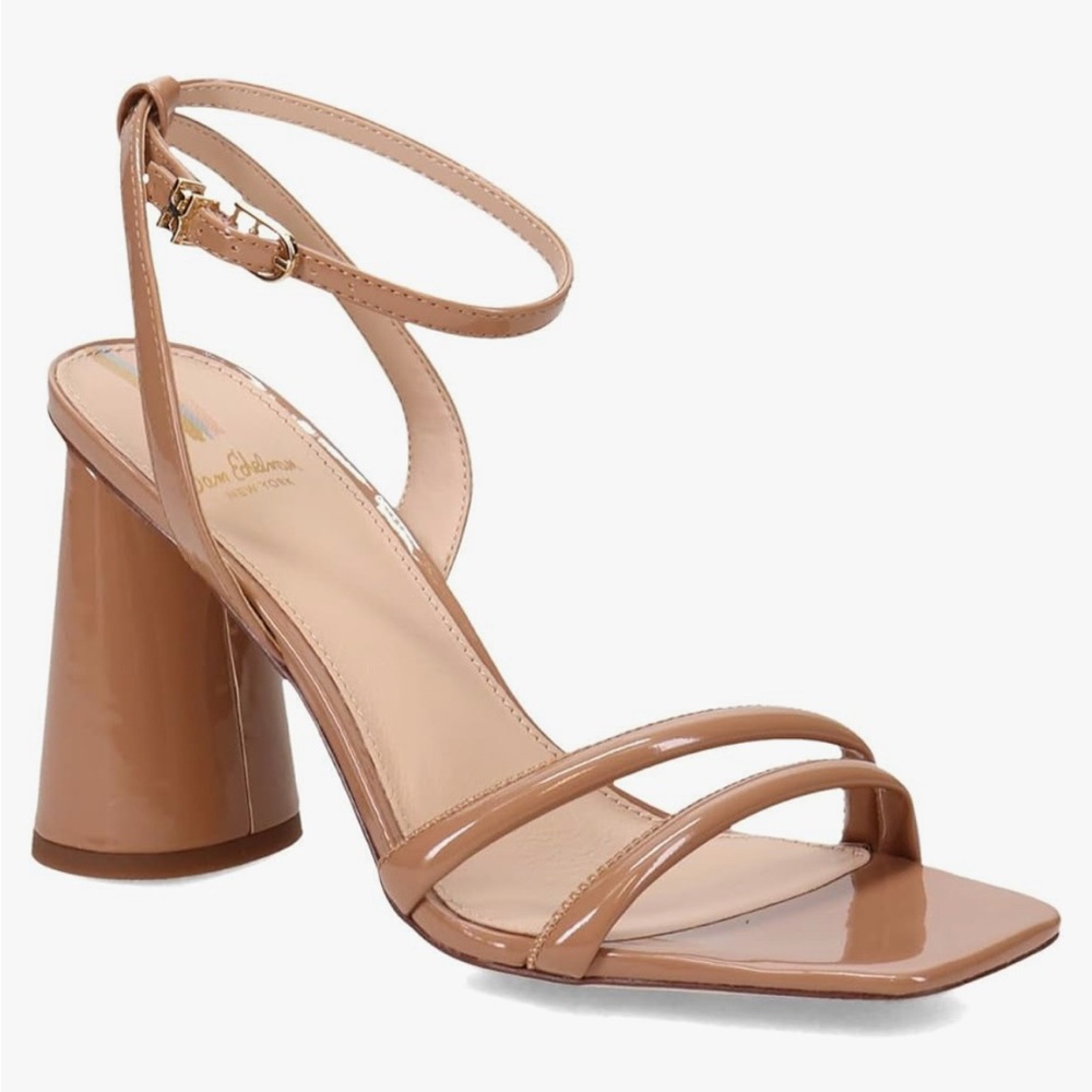 Sam Edelman Tan Heeled Sandals with Cylindrical Heel
